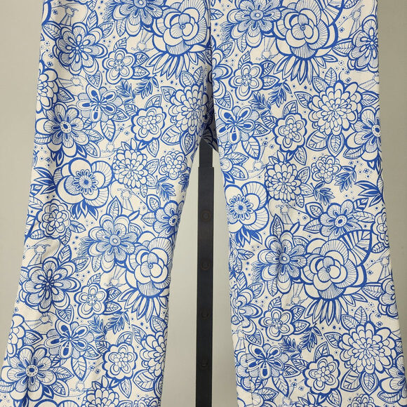 Lilly Pulitzer Blue Floral Cotton Cropped Pants Size S - Picture 4 of 9